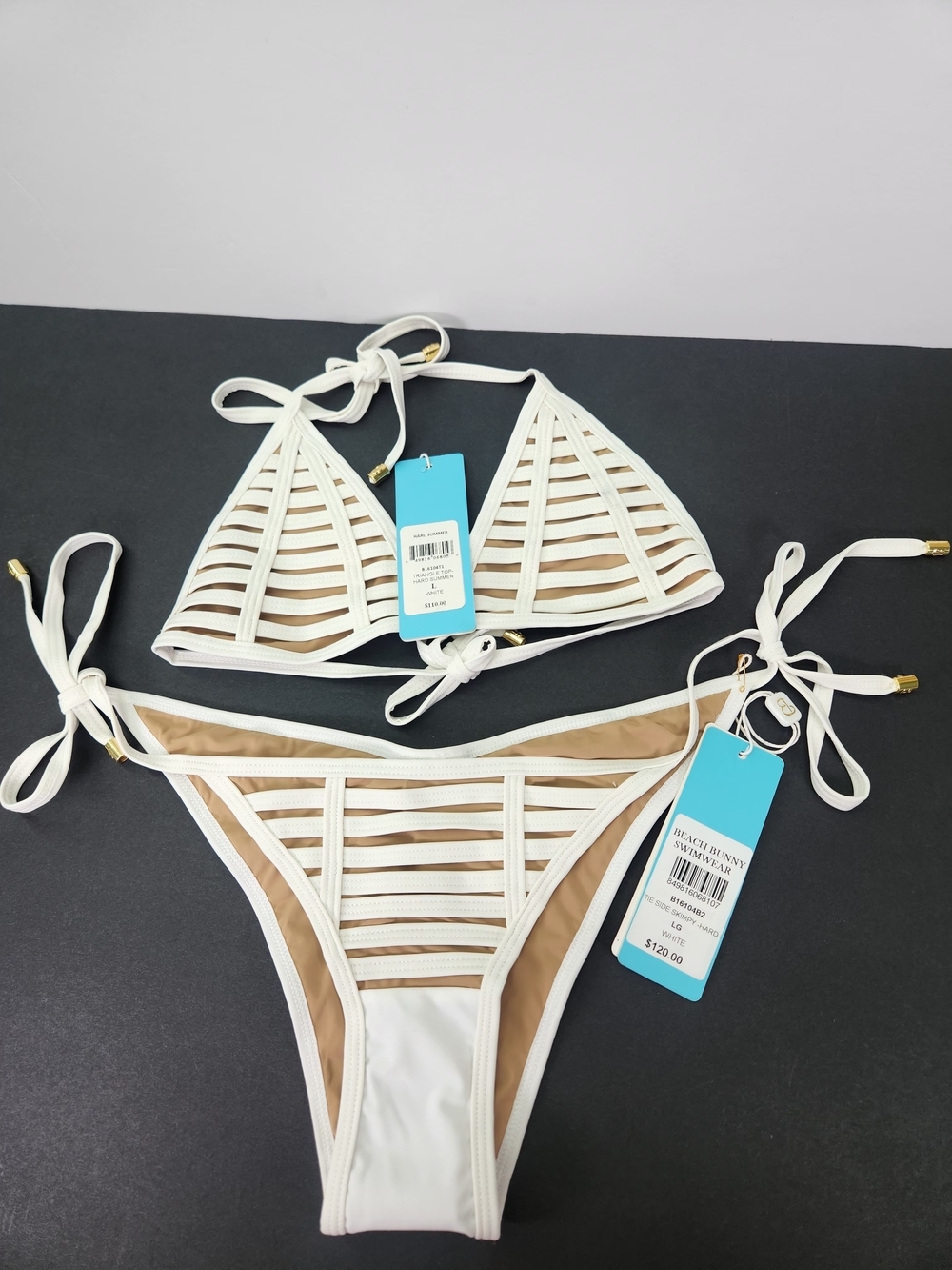 NWT Beach Bunny Hard Summer White Caged Bikini Set - Size Large - Picture 6 of 13
